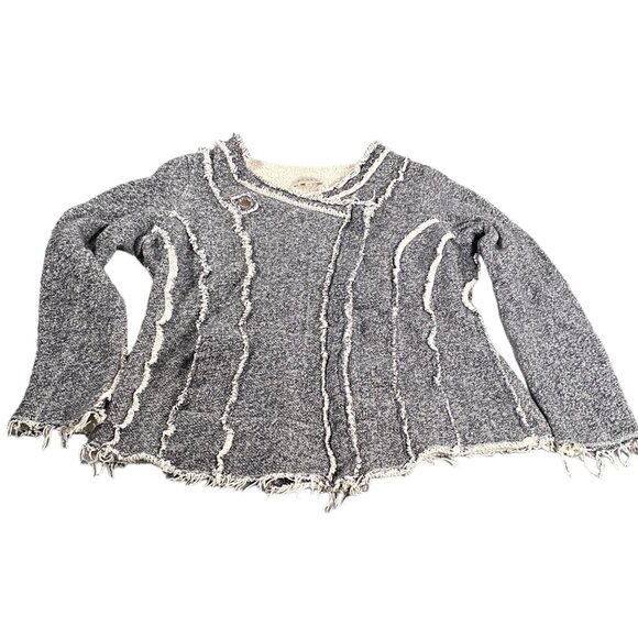 Shabby Chic Jacket Womens M Gray Heather Melange Distressed Raw Edge Grunge Y2K - Picture 1 of 16